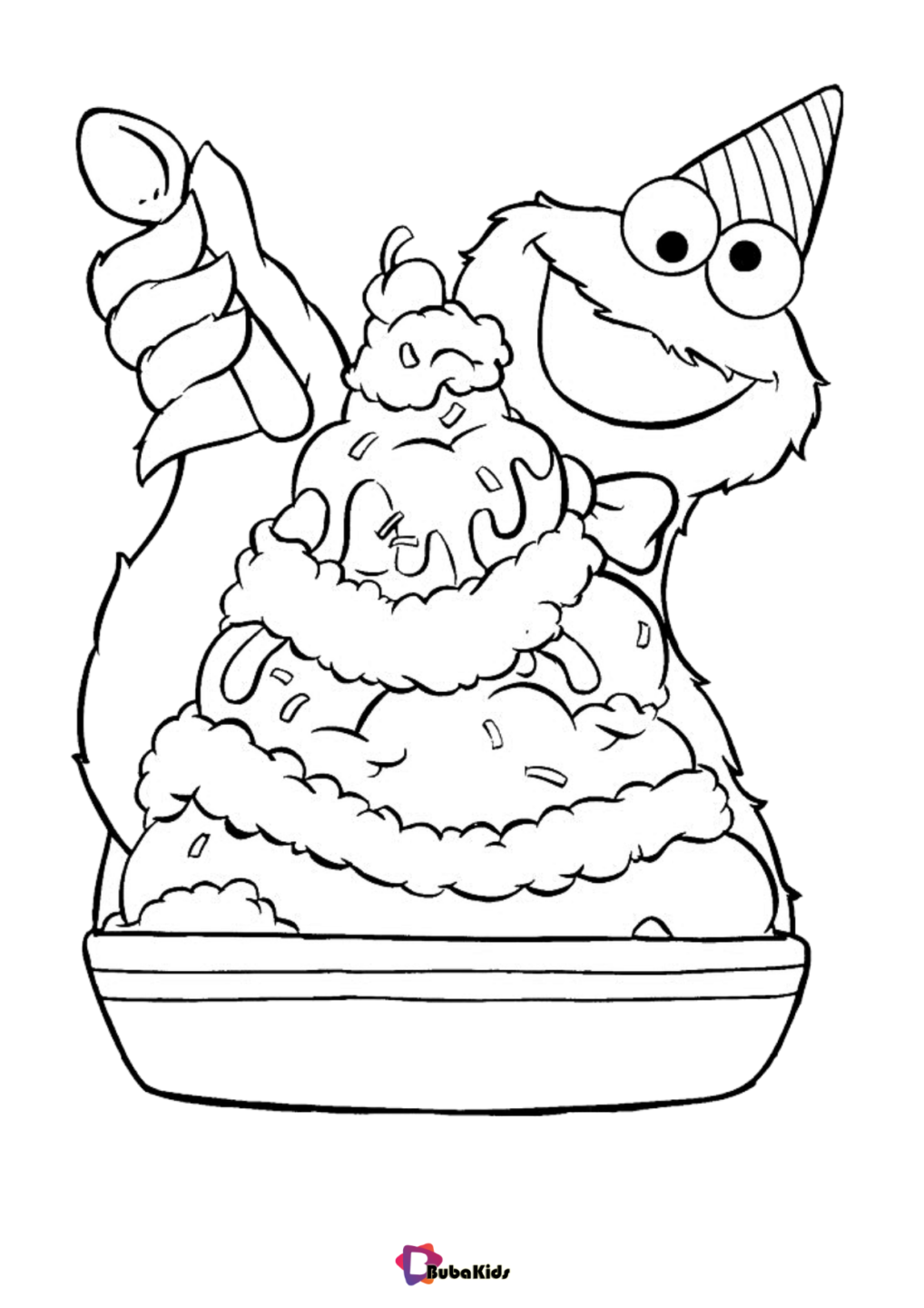 cookie monster and ice cream coloring page