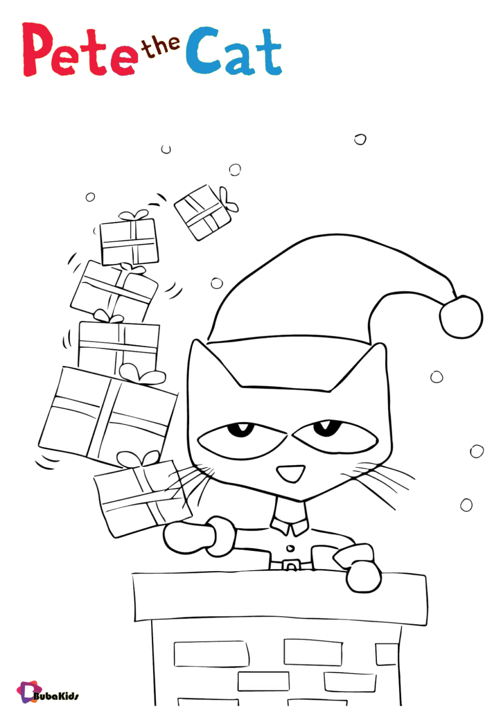 Pete the Cat Christmas coloring page