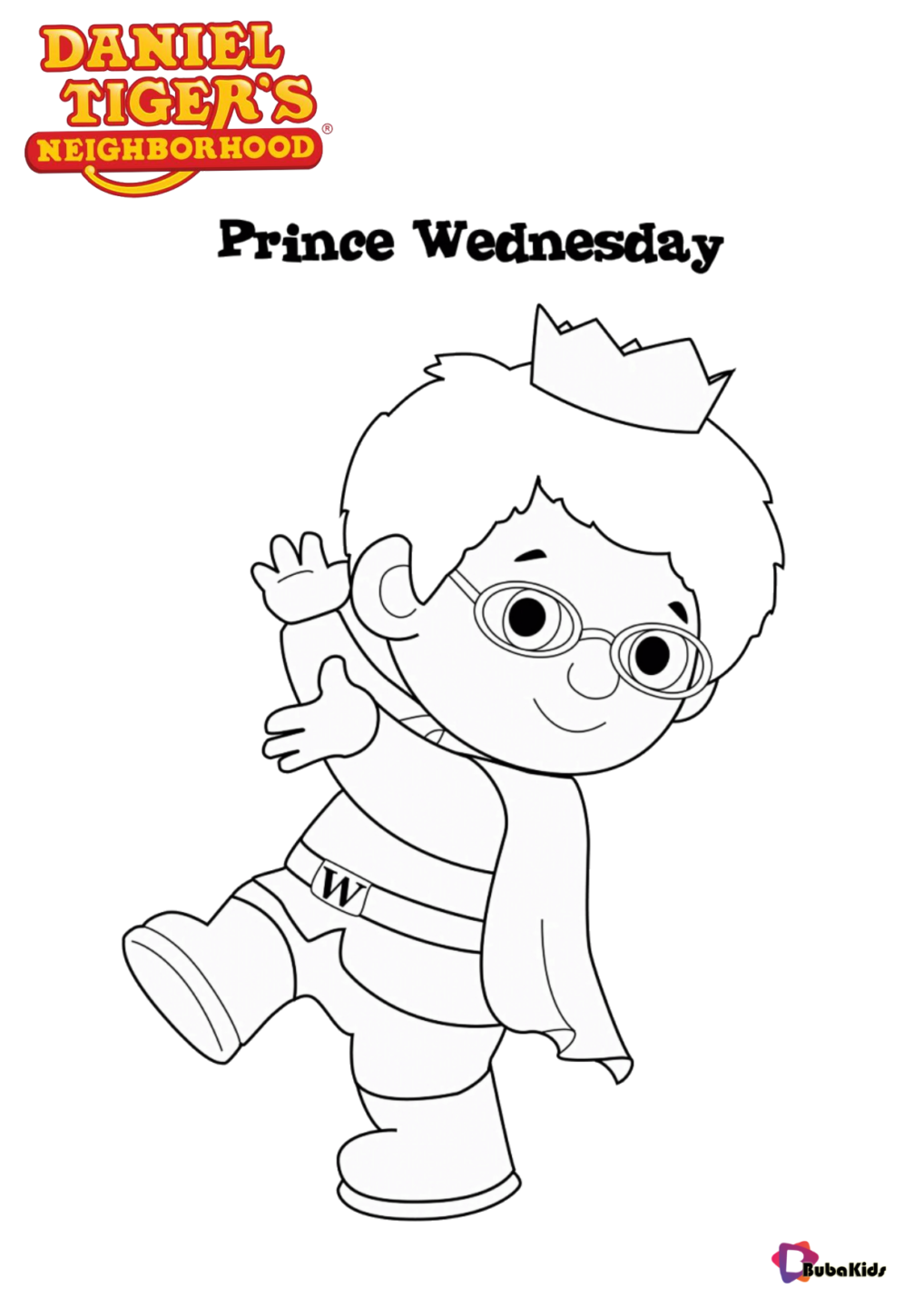 Prince Wednesday coloring page tv serial Daniel Tiger Neighborhood