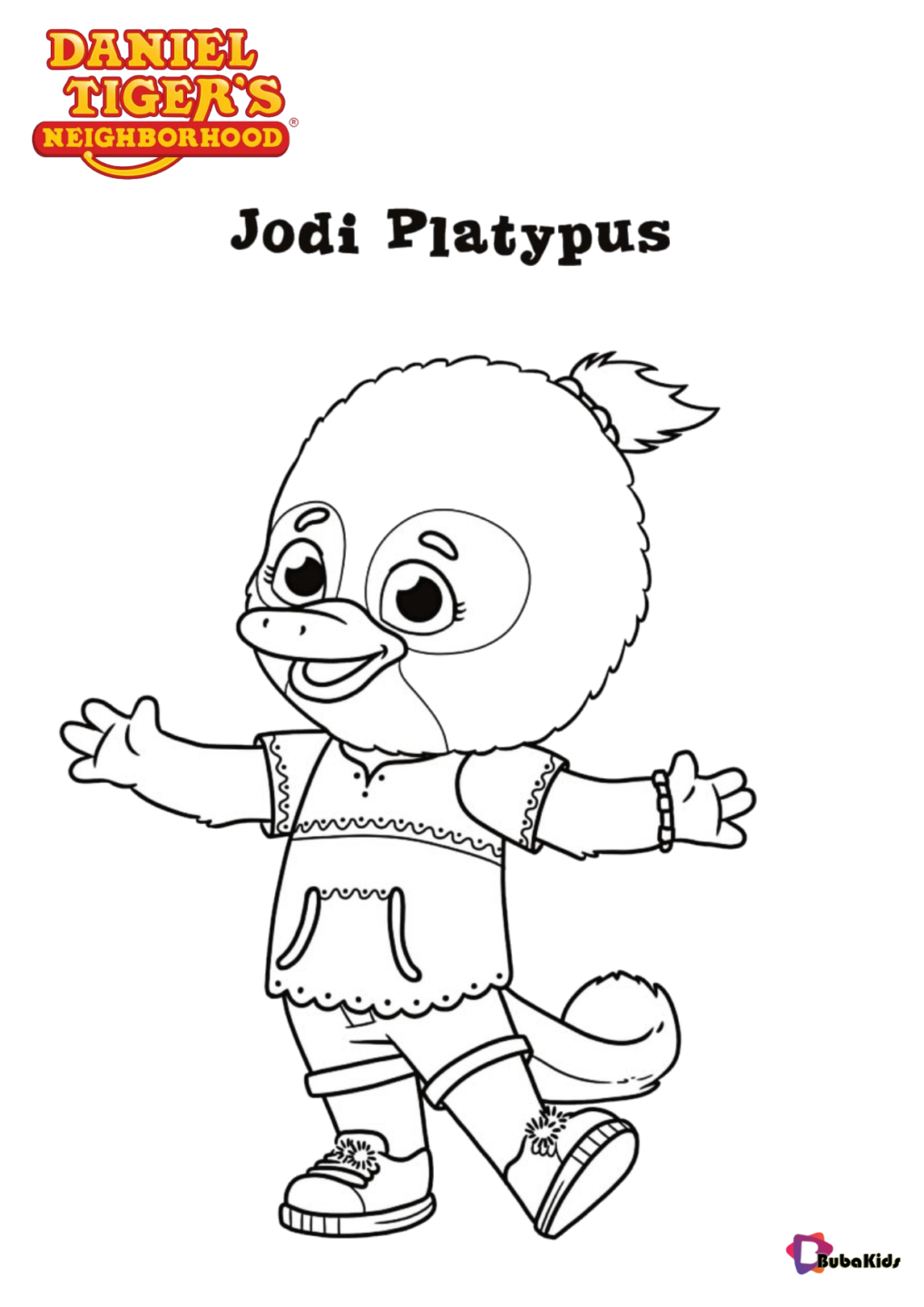 jodi platypus character daniel tigers neighborhood tv serials coloring page