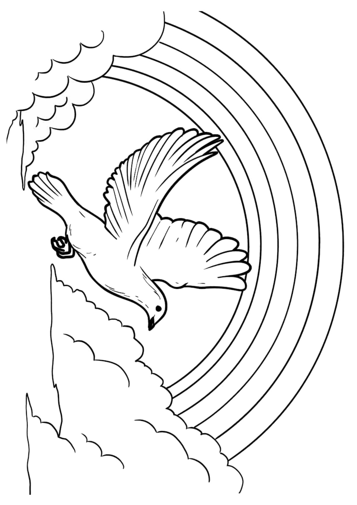 a dove and rainbow coloring pages