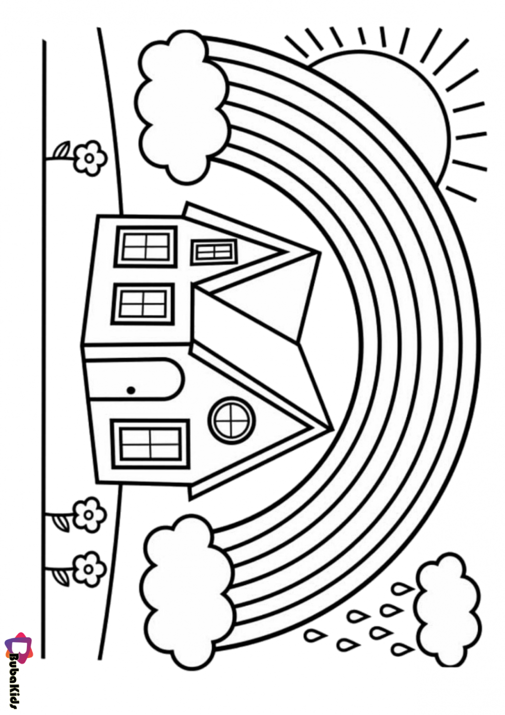 house and rainbow coloring pages 1