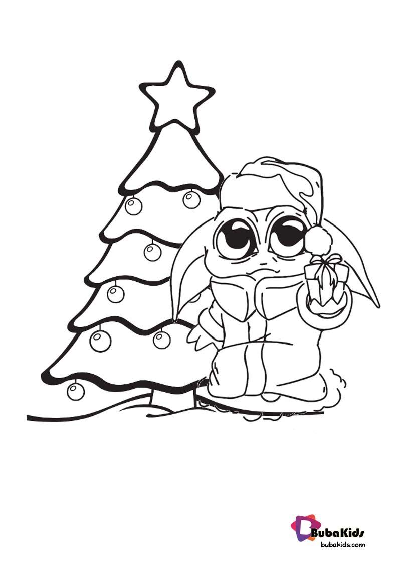 Baby Yoda Christmas Coloring Page For Kids BubaKids com