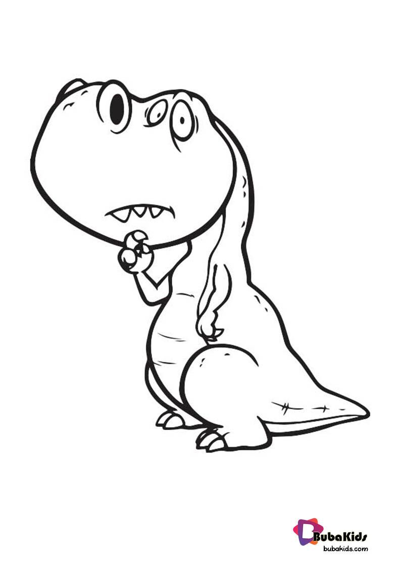 Funny T Rex dinosaurs coloring page for kids