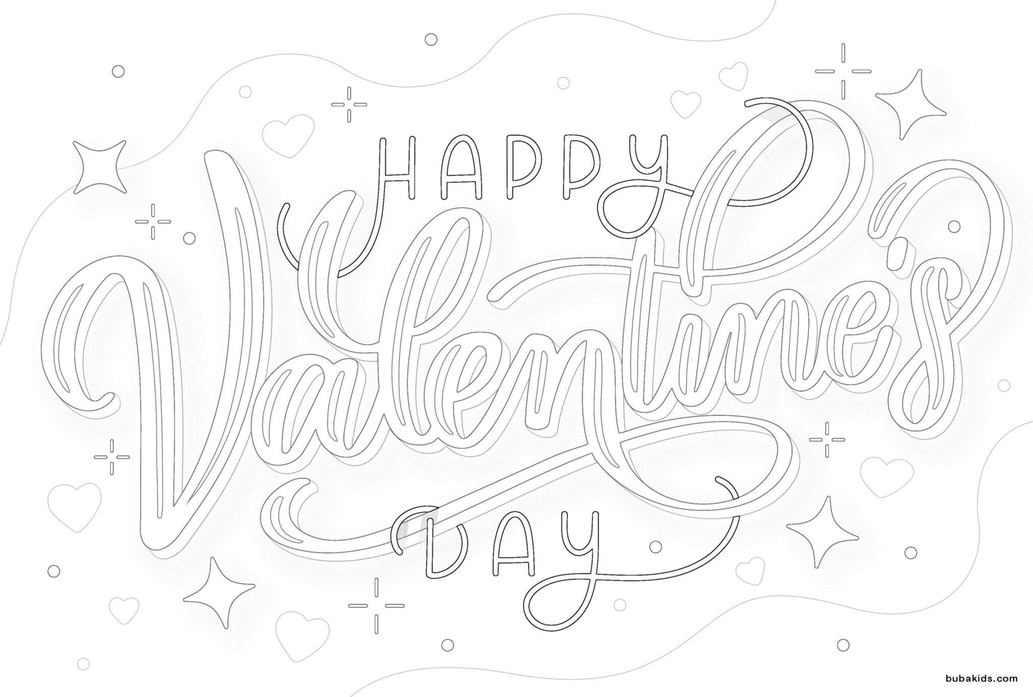 Happy valentine's day coloring page | BubaKids.com