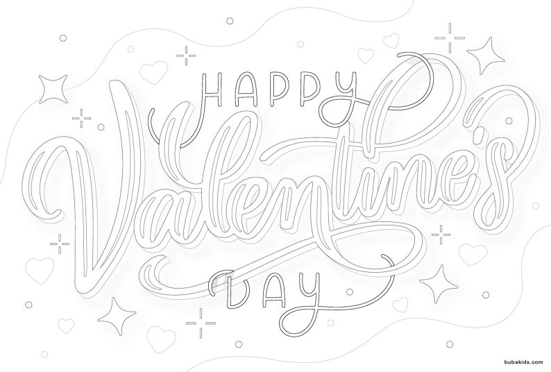 Happy Valentines Day coloring page BubaKids com
