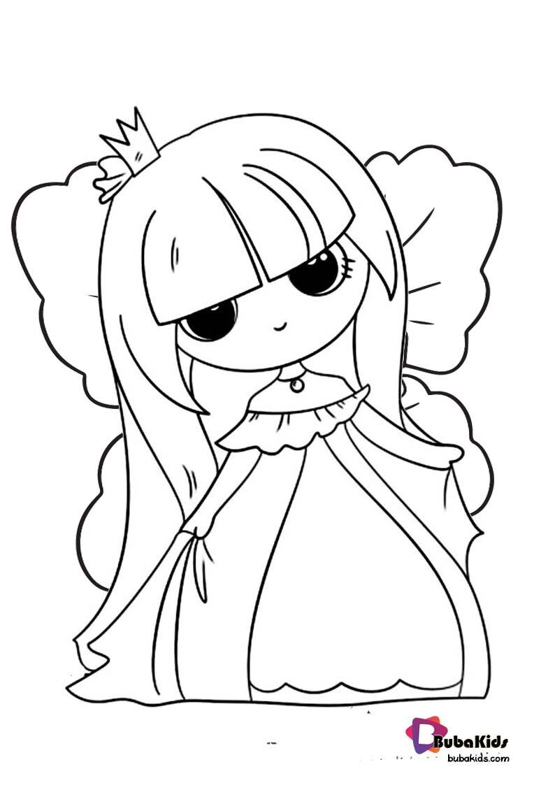 Kawaii Princess Fairy Coloring Page For Girls BubaKids com