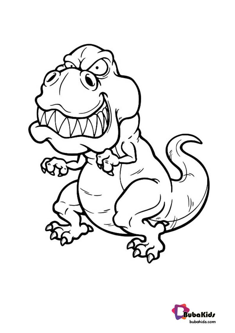 Mad Hungry Dinosaurs Trex Coloring Page For Kids BubaKids com