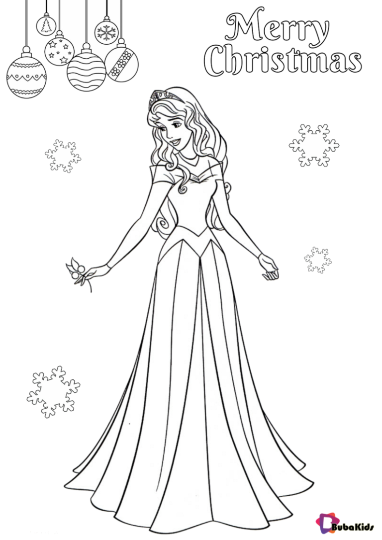 Princess coloring page merry christmas coloring pages | BubaKids.com