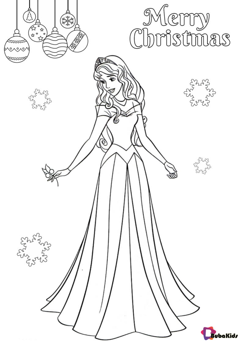 Princess coloring page Merry Christmas coloring pages BubaKids com