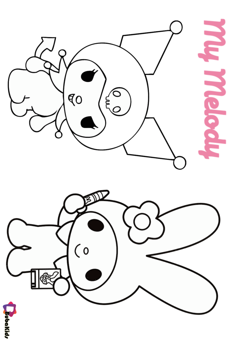 Sanrio My Melody and Kuromi coloring page BubaKids com