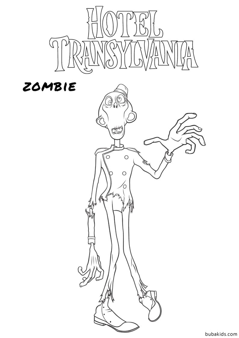 Zombie bellboy Hotel Transylvania Coloring page BubaKids com