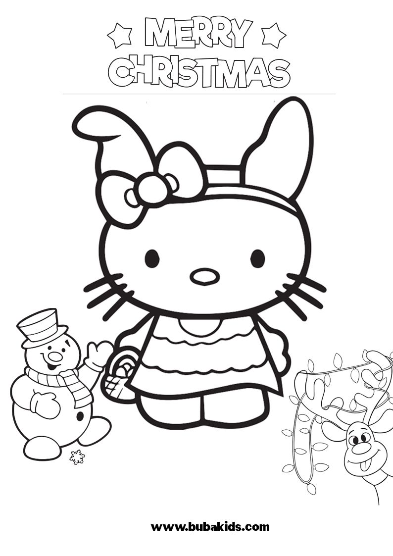 hello kitty and friends merry christmas coloring page