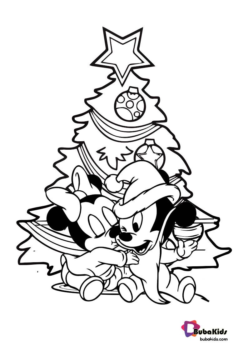 Baby Mickey and Minnie Christmas Coloring Pages BubaKids com