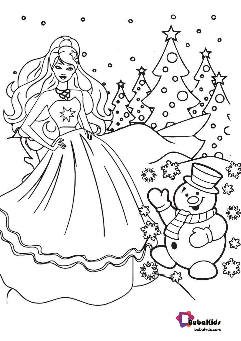 Easy Barbie Christmas Coloring Pages BubaKids com
