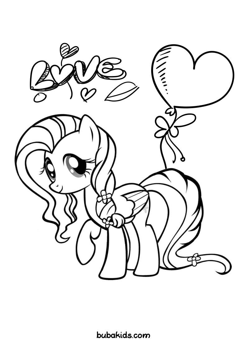 Fluttershy With Doodle Coloring Page For Kids BubaKids com