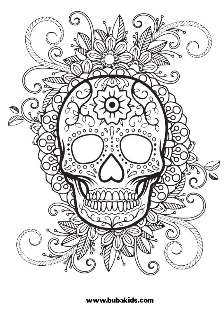 free sugar skull coloring page for kids | BubaKids.com