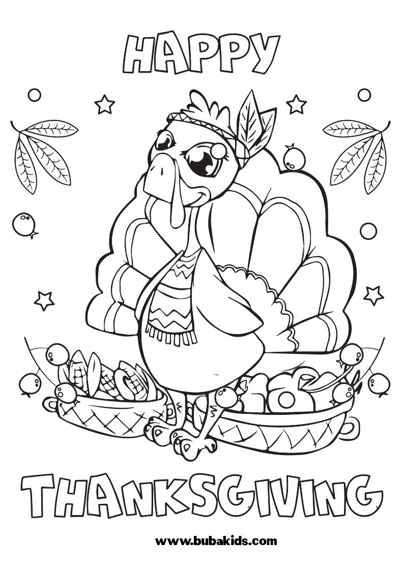 Hey Kids Happy Thanksgiving Free Coloring Page For Kids BubaKids com