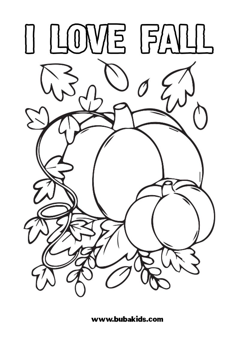 I Love Fall Coloring Page For Kids BubaKids com