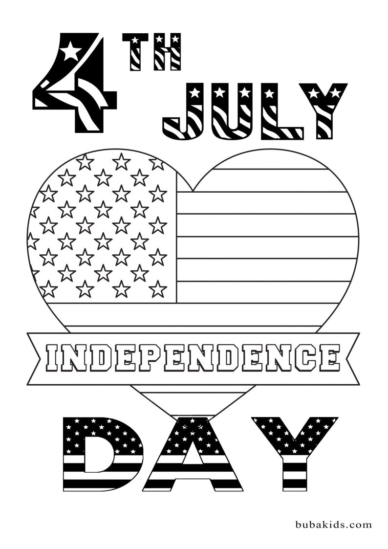 Independence day 4th July coloring page BubaKids com