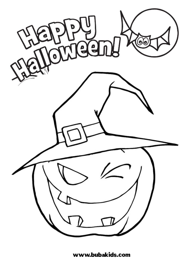 Jack O Lantern Happy Halloween Coloring Page BubaKids com