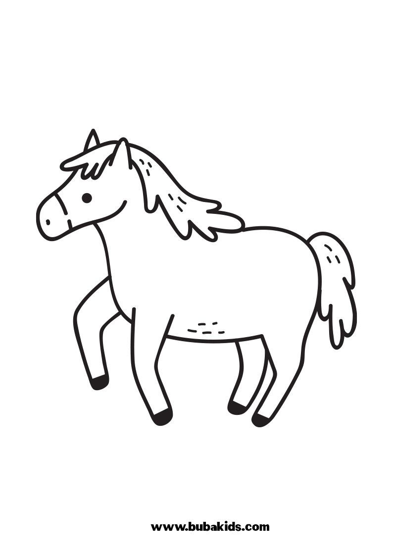 Kawaii Horse Coloring page For Toddler Bubakids BubaKids com