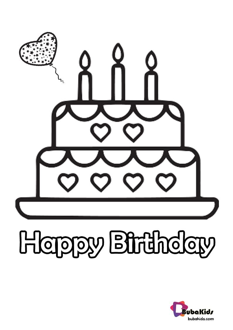 Love Birthday Cake Coloring Page For Kids BubaKids com