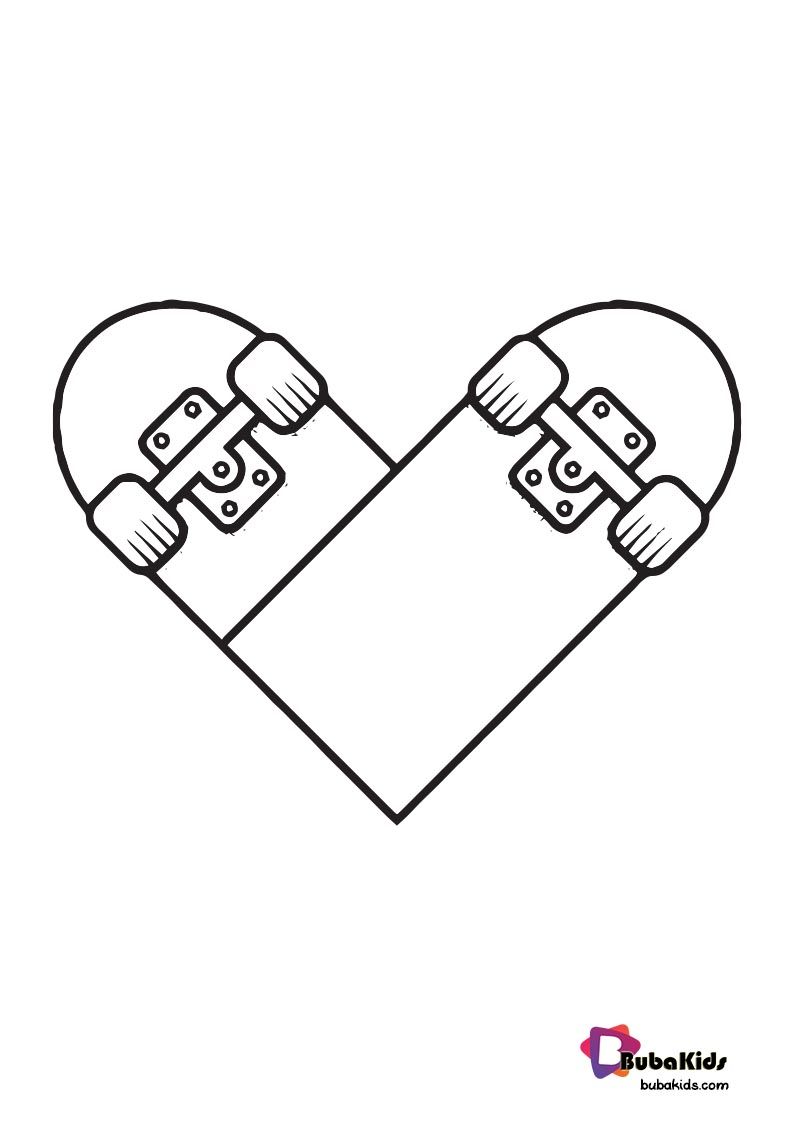 Love Skateboard Coloring Page For Kids BubaKids com