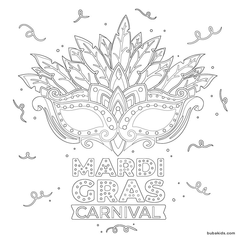 Mardi Gras Carnival Coloring Page BubaKids com