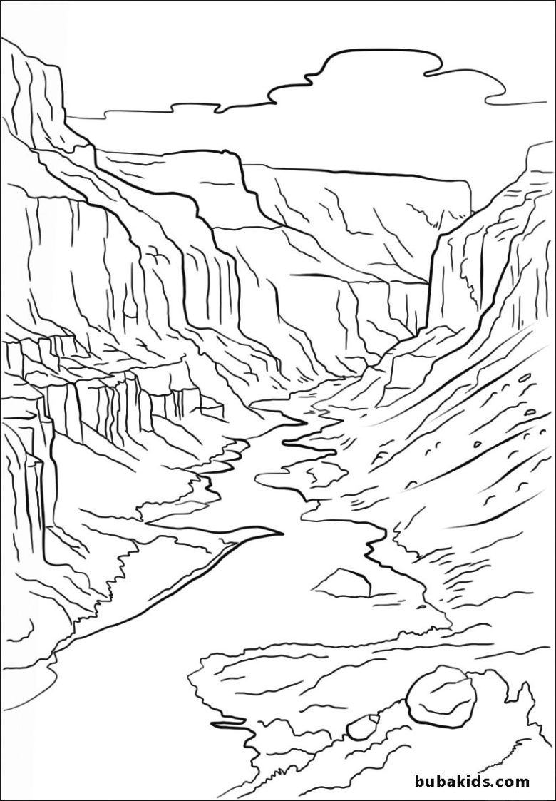 Nature coloring grand canyon coloring page BubaKids com