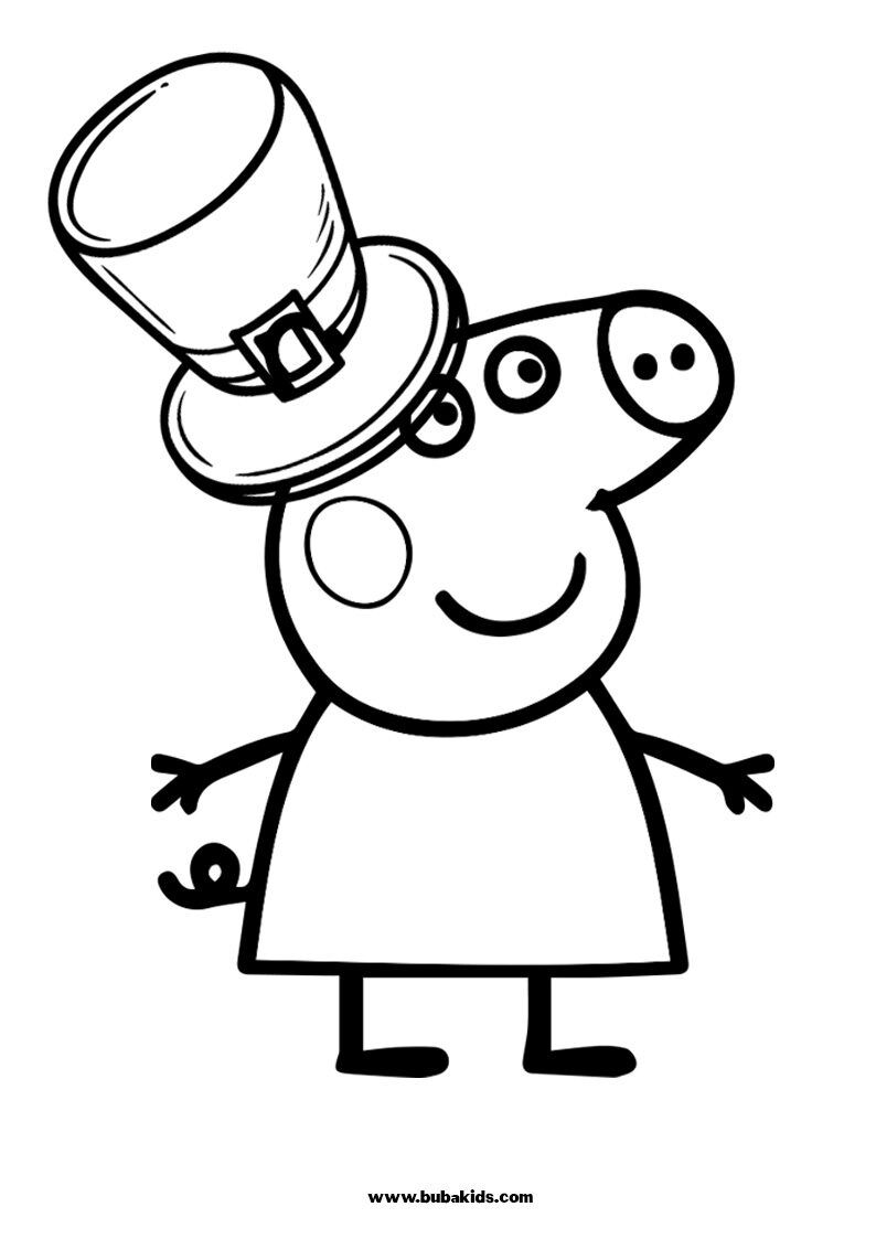 Peppa Pig Special St Patricks Day Coloring Page BubaKids com