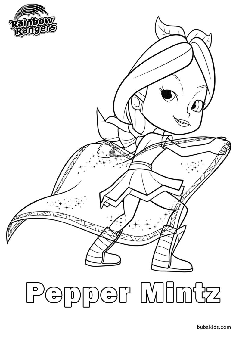 Pepper Mintz Rainbow Rangers Free and Easy Coloring Page BubaKids com