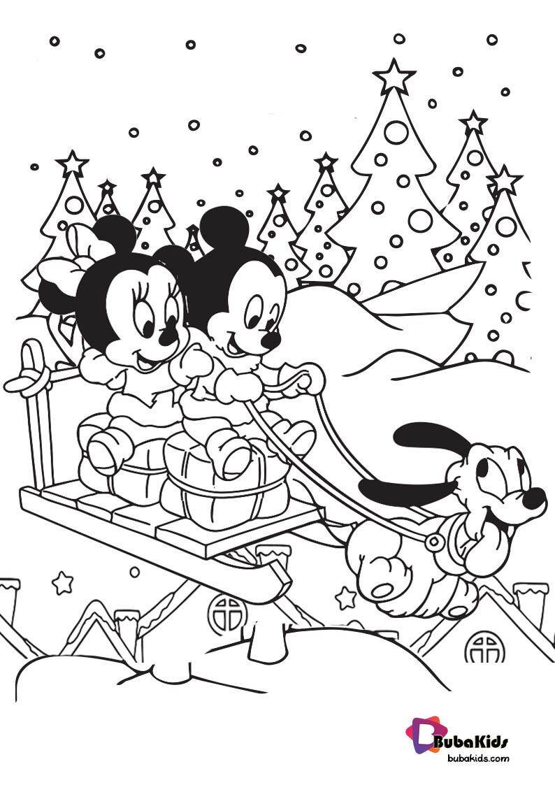 mickey minnie mouse and pluto christmas coloring pages