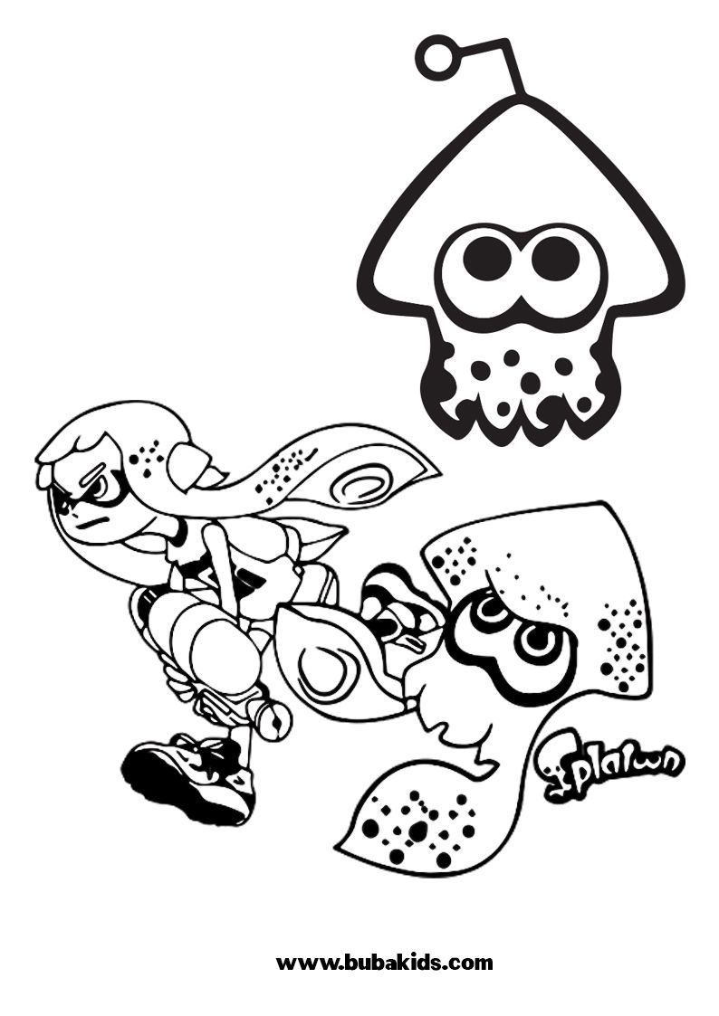splatoon squid icon game coloring page for kids
