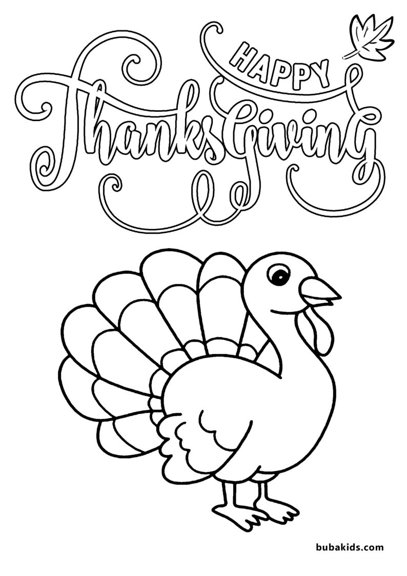 Happy Thanksgiving 2021 coloring page BubaKids com