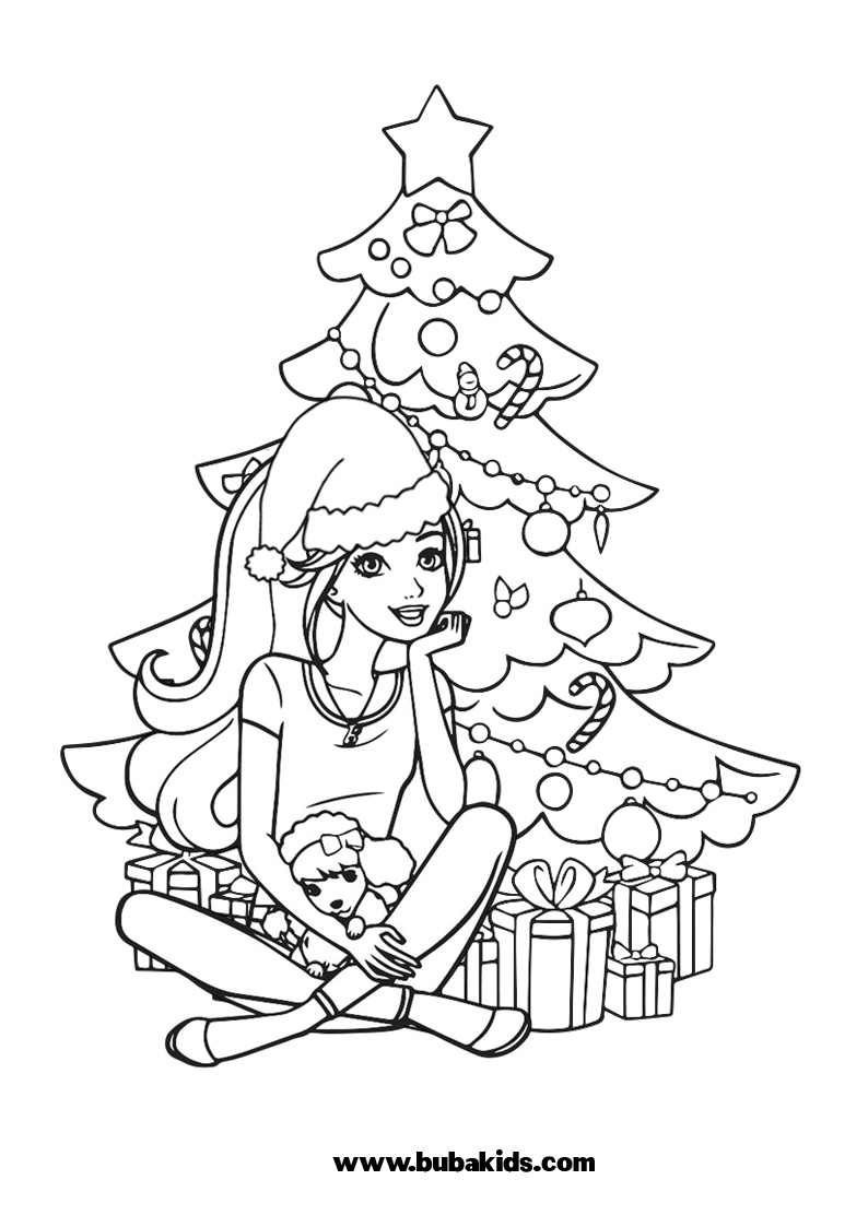 Barbie Christmas Free Coloring Pages For Kids
