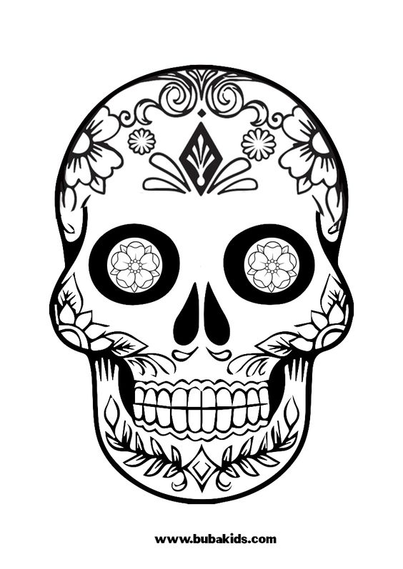 easy sugar skull calavera coloring page for kids