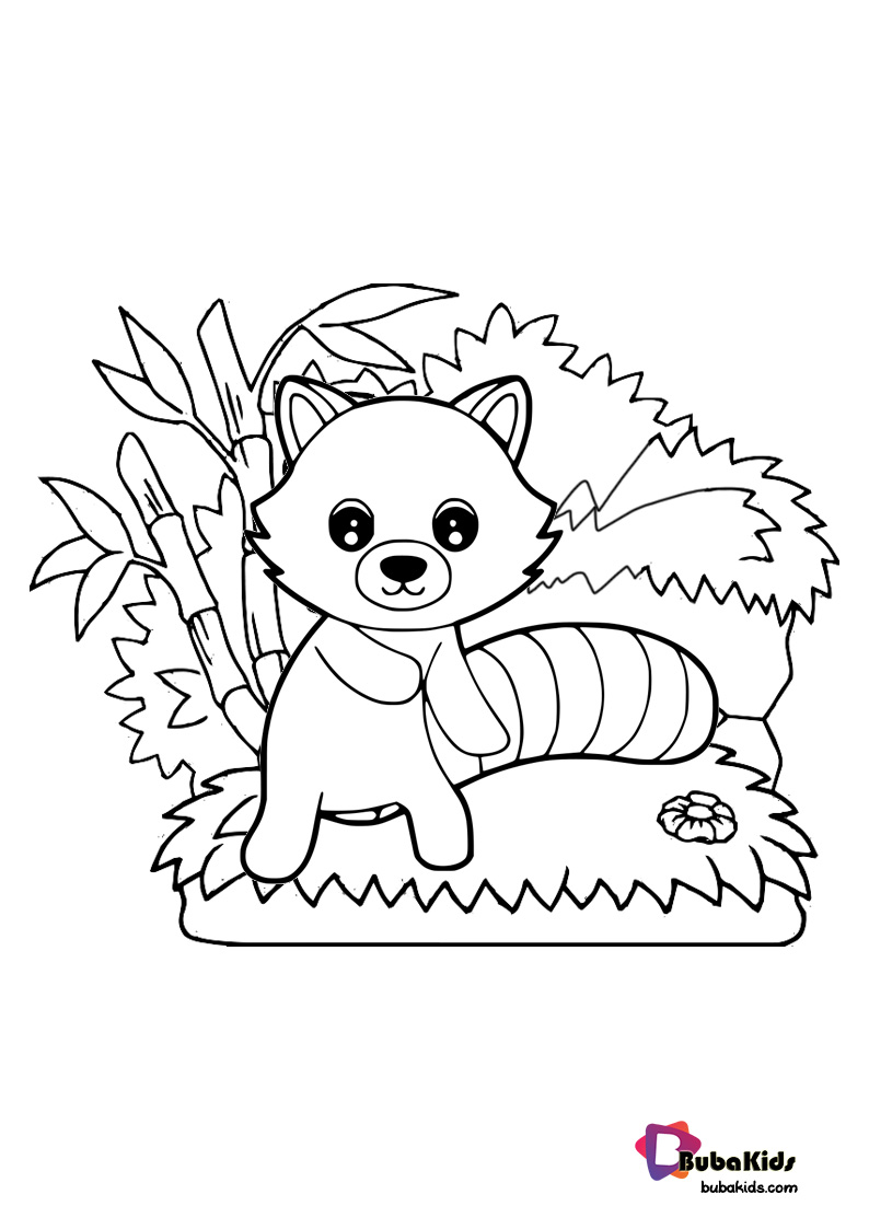 Kawaii Red Panda Coloring Page For Kids