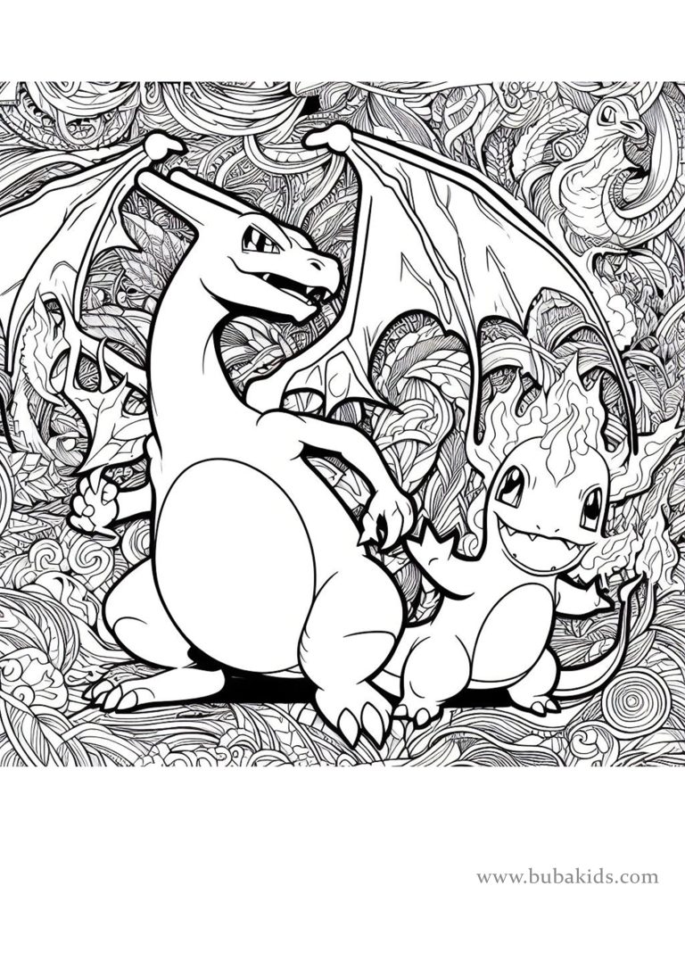 Charizard and Charmander Pokemon coloring page | BubaKids.com